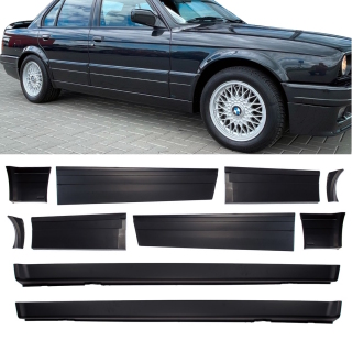 Sport Side Skirts + Planks complete Kit Sport Design II fits on BMW 3-Series E30 Saloon / Estate Facelift