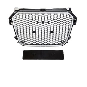 Front Grille Radiator Honeycomb silver black gloss fits...