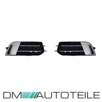 Set honeycomb Fogs cover grille SET gloss black silver fits 