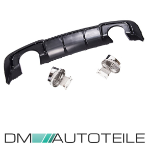 Rear Diffusor Black Gloss + Exhaust Pipes fits for Audi A3 8V 3-doors up 2016 w/o RS3