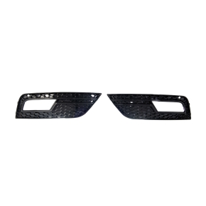 Set of fog lights cover LH+RH honeycomb black glossy fits on Audi A4 B8 Facelift up 2011 standard bumper