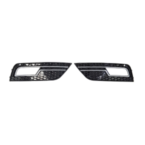Set of Fog Lights cover honeycomb black gloss chrome fits on Audi A4 B8 up 2011-2015