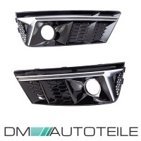 Set of Fog Lights cover honeycomb design Black gloss Silver 
