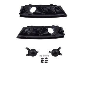 Set Front Grille honeycomb Fogs cover black gloss fits on for Audi A4 B9 up 2015 w/o RS4