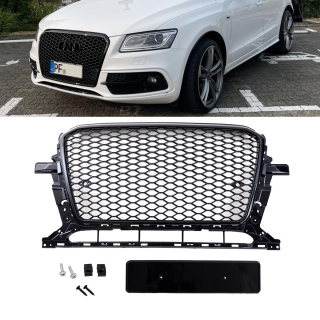 Kühlergrill Wabendesign Schwarz glanz komplett mit/ohne PDC passt für Audi Q5 8R Facelift ab 2012