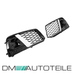 Set Fog Lights covers grille black silver honeycomb fits on Audi Q5 FY year 17-20 standard models