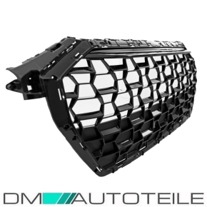 Sport Front Bumper Kit complete + honeycomb Grille Set black gloss fits on Audi Q3 F3 up 2018-2014