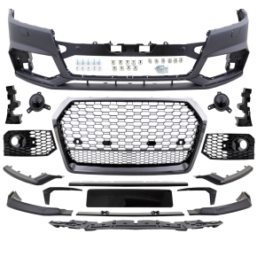 Sport Stoßstange vorne + Set Waben Grill schwarz glanz passt für Audi Q5 FY 2017-2020 außer RSQ5