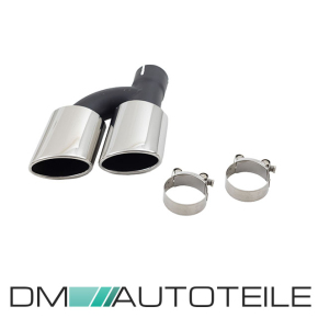 Duplex Diffusor 4-Rohr schwarz glanz + Set Chrom Blenden passt für Audi A5 F5 ab Baujahr 2016 außer S5