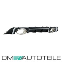 Rear Diffusor Black Silver + Tail Pipes Oval fits on Audi TT