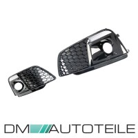Set Honeycomb fog lights cover black gloss fits on Audi Q5 F