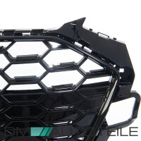 Front Grille Radiator wide Honeycomb black gloss fits on Aud