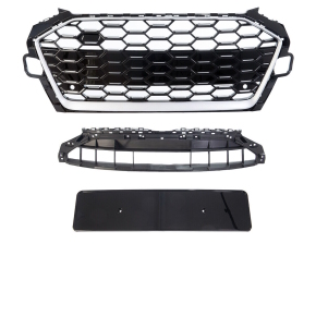 Wabengrill Kühlergrill Schwarz Silber Matt passt für Audi A4 B9 ab 2019 auch S-Line