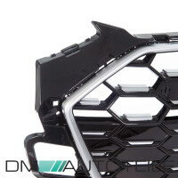 Front Grille Radiator wide Honeycomb black silver+ camera fi