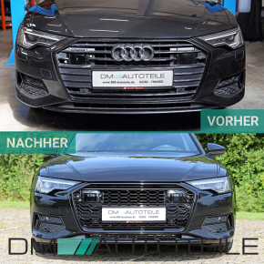 Wabengrill Kühlergrill Schwarz glanz komplett Gitter passt für Audi A6 F2 C8 ab 2019 nicht RS6