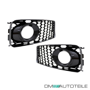 Set honeycomb Fog Lights Cover Black gloss fits on Audi A5 8T up 2007-2011 with S-Line S5 Bumper