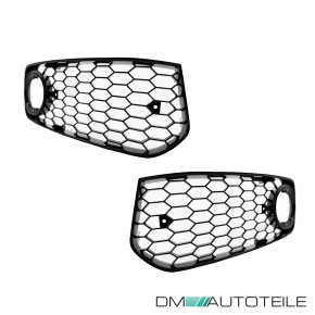 Set honeycomb Fog Lights Cover Black gloss fits on Audi A5 8T up 2007-2011 with S-Line S5 Bumper