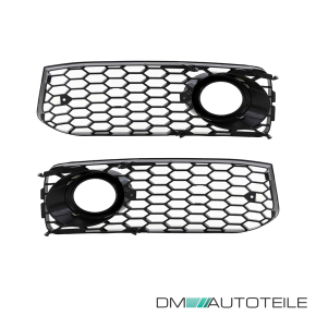 Set honeycomb Fog Lights Cover Black gloss fits on Audi A5 8T up 2007-2011 with S-Line S5 Bumper