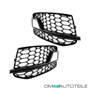Set honeycomb Fog Lights Cover Black gloss fits on Audi A5 8T up Facelift 2011-2017 with S-Line S5 Bumper