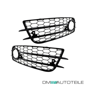 Set honeycomb Fog Lights Cover Black gloss fits on Audi A4 B8 up 2008-2012 with S-Line S4 Bumper