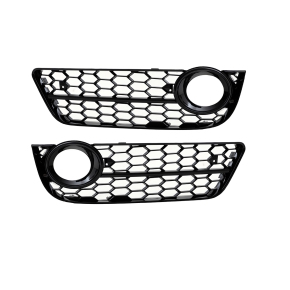 Set honeycomb Fog Lights Cover Black gloss fits on Audi A5 8T up 2007-2011 with standard Bumper