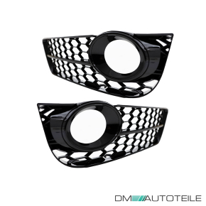 Set honeycomb Fog Lights Cover Black gloss fits on Audi A5 8T up 2007-2011 with standard Bumper