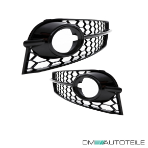 Set honeycomb Fog Lights Cover Black gloss fits on Audi TT 8J up 2006-2014 with standard bumper