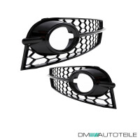 Set honeycomb Fog Lights Cover Black gloss fits on Audi TT 8