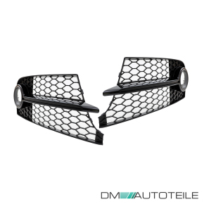 Set honeycomb Fog Lights Cover Black gloss fits on Audi TT 8J up 2006-2014 with S-Line TTS Bumper