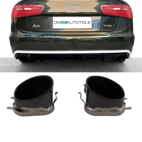 Set Auspuffblenden Hochhglanz Schwarz Oval Blenden Auspuffeinlass für Audi A6 C7 4G auf RS6 Anlage 2012-2019