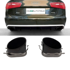 Set Tail Pipes Exhaust System black gloss fits on Audi A6...