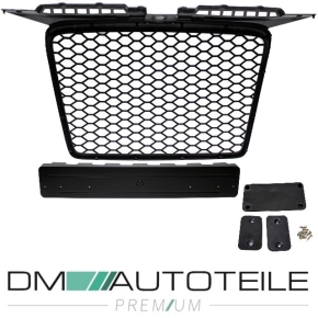 Front Grille honeycomb black gloss+ license plate holder fits on Audi A3 8P 8PA 05-08 w/o RS3