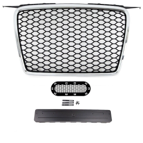 Wabengrill Schwarz Chrom Kühlergrill + Halter passt für Audi A3 8P ab 03-08 nicht RS3