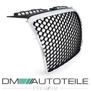 Front Grille honeycomb Chrome black + emblem holder fits on Audi A3 8P 8PA 05-08 w/o RS3