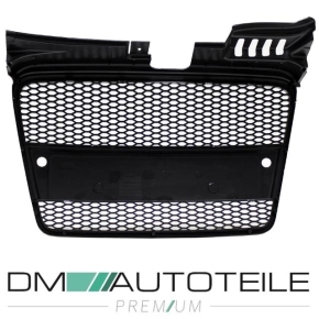 Kühlergrill Wabengrill Schwarz Seidenmatt + Kennzeichenleiste passend Audi A4 B7 04-08 + RS4