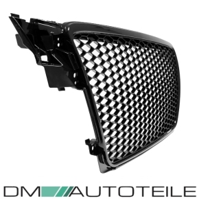 Kühlergrill Wabengrill Schwarz Hochglanz + Halter passt für Audi A4 B8 ab 08-12