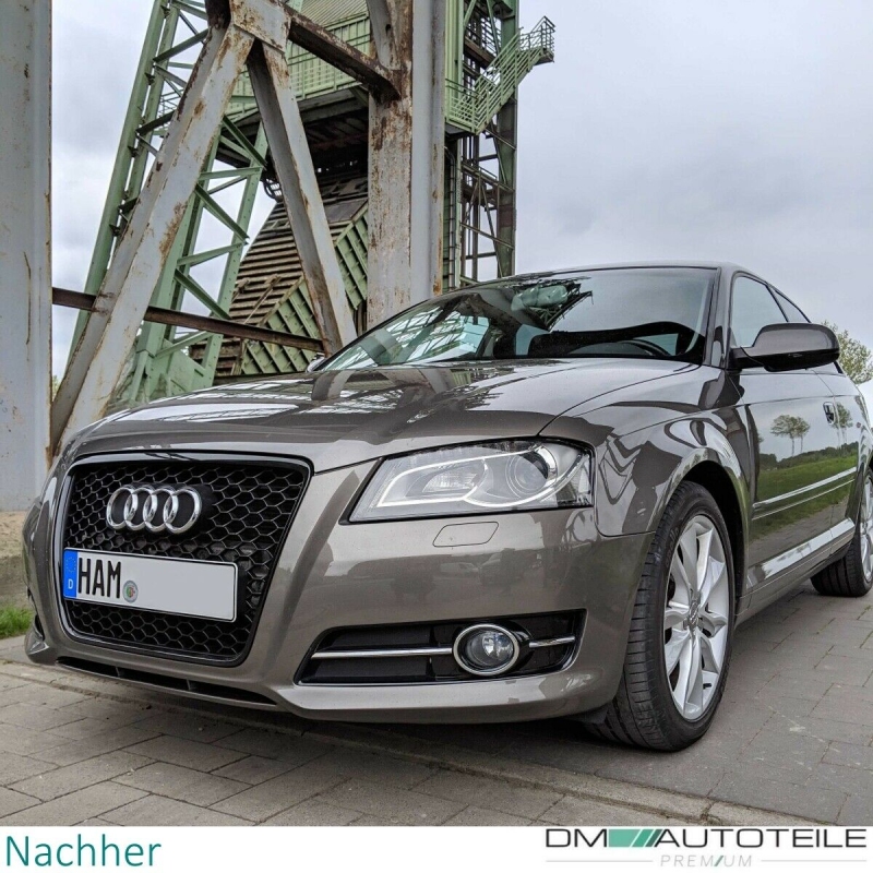 Kühlergrill Wabengrill hochglanz + Halter passt für Audi A3 8P ab