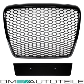 Badgeless Front Grille Grill Honeycomb Black Gloss +emblemholder for Audi A6 4F 08-11 w/o RS6