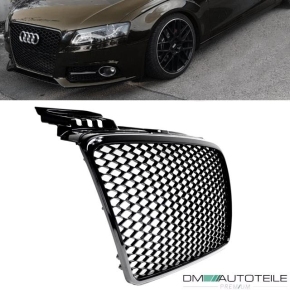 Badgeless Front Grille Grille Honeycomb Black Gloss+emblemholder  fits Audi A4 B7 04-08 w/o RS4 