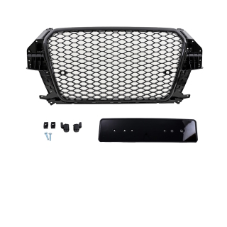 Set Front grille honeycomb black gloss fits on Audi Q3 8U 11-15 pre Facelift