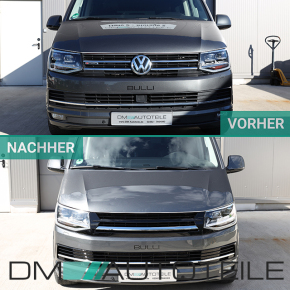 Kühlergrill Hochglanz Schwarz Chrom clean ohne Emblem passt für VW T6 Multivan Transporter 2015-2019