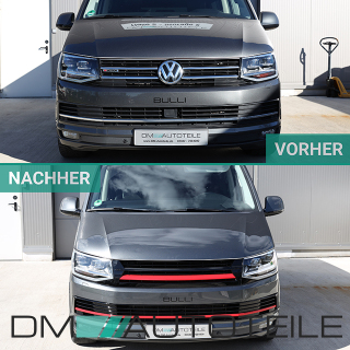 K Hlergrill Hochglanz Schwarz Leiste Rot Clean Ohne Emblem Passt F R Vw T Multivan Transporter