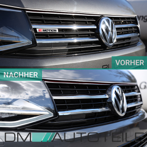 Kühlergrill Hochglanz Schwarz Chrom Leiste für Emblem passt für VW T6 Multivan Transporter 2015-2019 auch Sportline