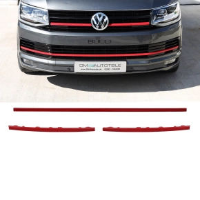 3pcs. Set Red Gloss bumper trims grille front fits on VW...