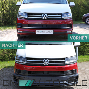 Front Bumper Splitter lower Part +Spoiler lower part+  Grille Black Glossy fits on VW T6 up 2015 Sportline Modification