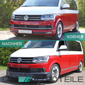 Front Bumper Splitter lower Part +Spoiler lower part+  Grille Black Glossy fits on VW T6 up 2015 Sportline Modification