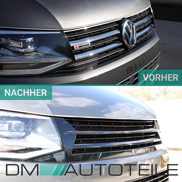 Set Front Spoiler Lippe Stoßstange oben+ unten für VW T6 Multivan  Transporter ab 2015 auf Sportline