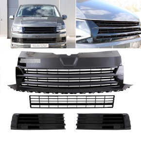 Frontgrill Grille Badged Black gloss w/o Emblem clean + lower Grille  fits on all VW T6 up 2015-2019 also Sportline