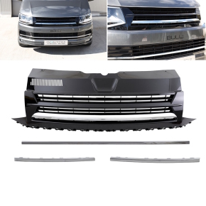 Frontgrill Grille Badged Black gloss Chrome w/o Emblem clean +Trims Set fits on all VW T6 up 2015-2019 also Sportline