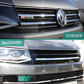 Set Kühlergrill clean+ Leisten Stoßstange unten Schwarz Chrom passt für VW T6 alle Modelle 2015-2019 auch Sportline